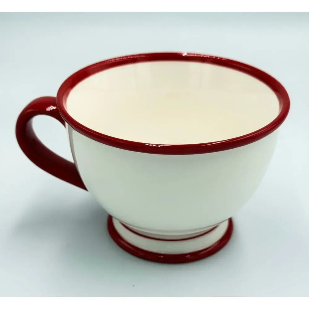 STARBUCKS Coffee Christmas Stocking Red & White Holiday JOY 2007 Footed Mug